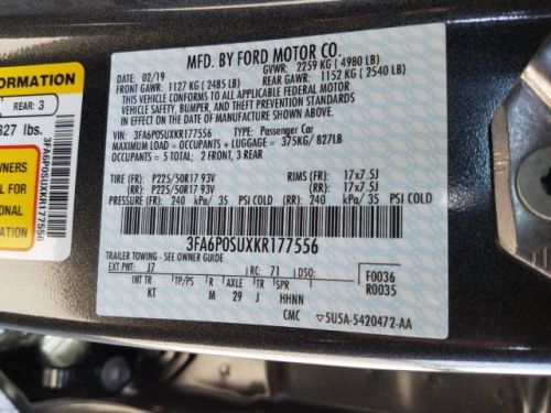 2019 Ford Fusion Energi 3FA6P0SUXKR177556