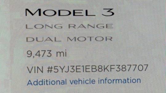 2019 Tesla Model 3 5YJ3E1EB8KF387707