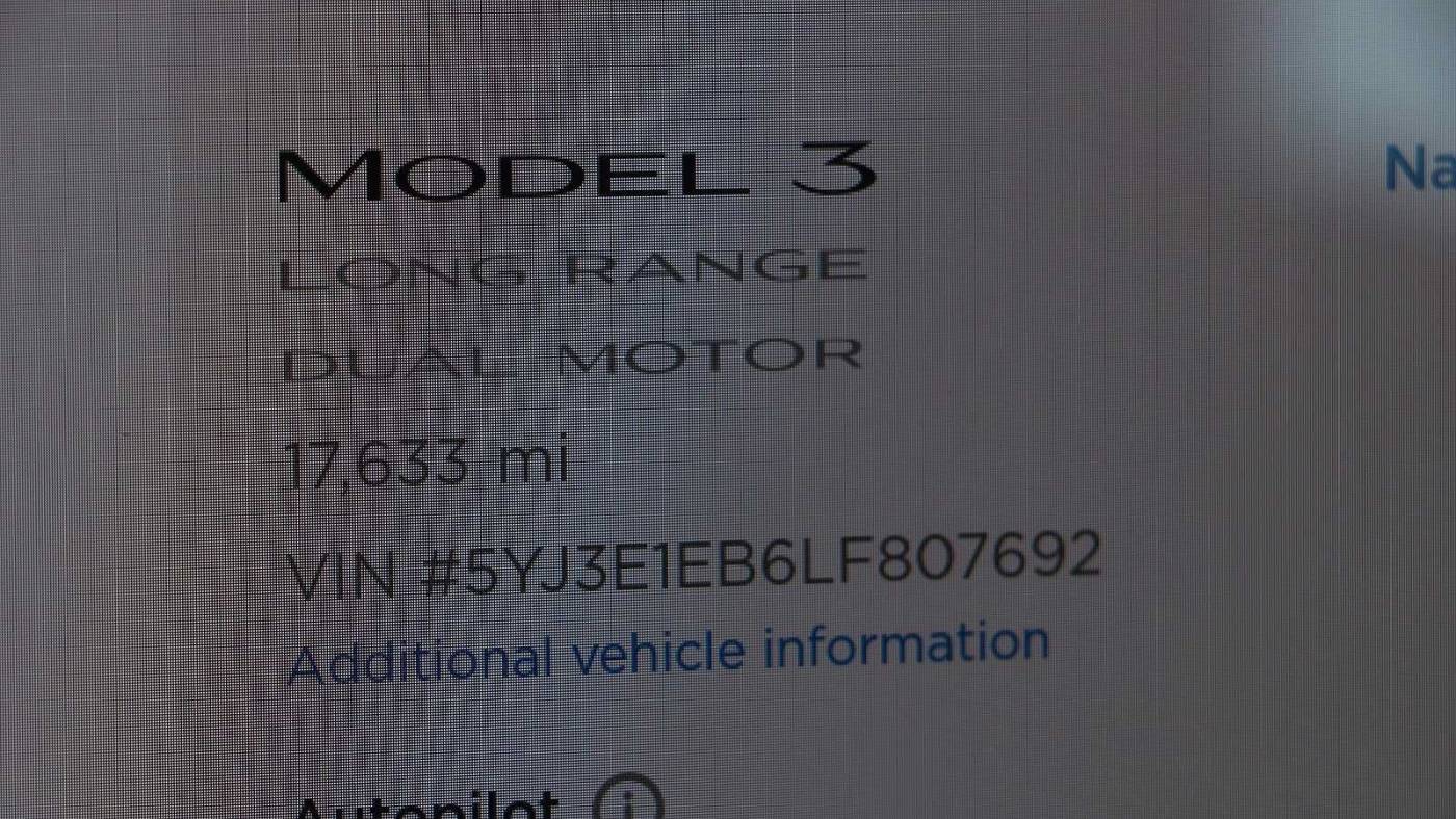 2020 Tesla Model 3 5YJ3E1EB6LF807692