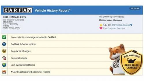 2018 Honda Clarity JHMZC5F12JC013763