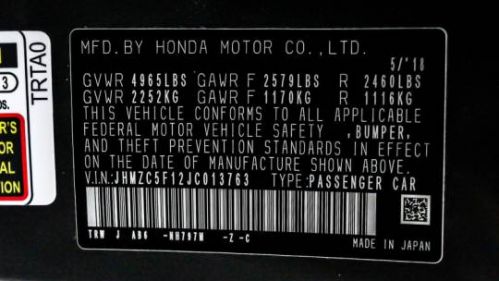 2018 Honda Clarity JHMZC5F12JC013763