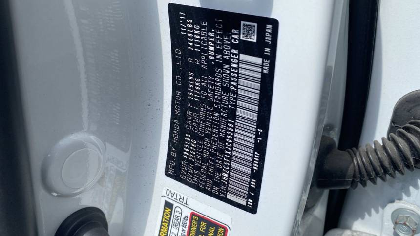2018 Honda Clarity JHMZC5F1XJC003501