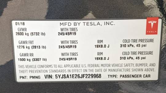 2018 Tesla Model S 5YJSA1E26JF229968