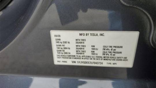 2020 Tesla Model Y 5YJYGDEE2LF043724