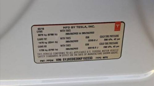 2019 Tesla Model X 5YJXCDE28KF152233