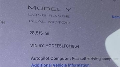 2020 Tesla Model Y 5YJYGDEE5LF011964