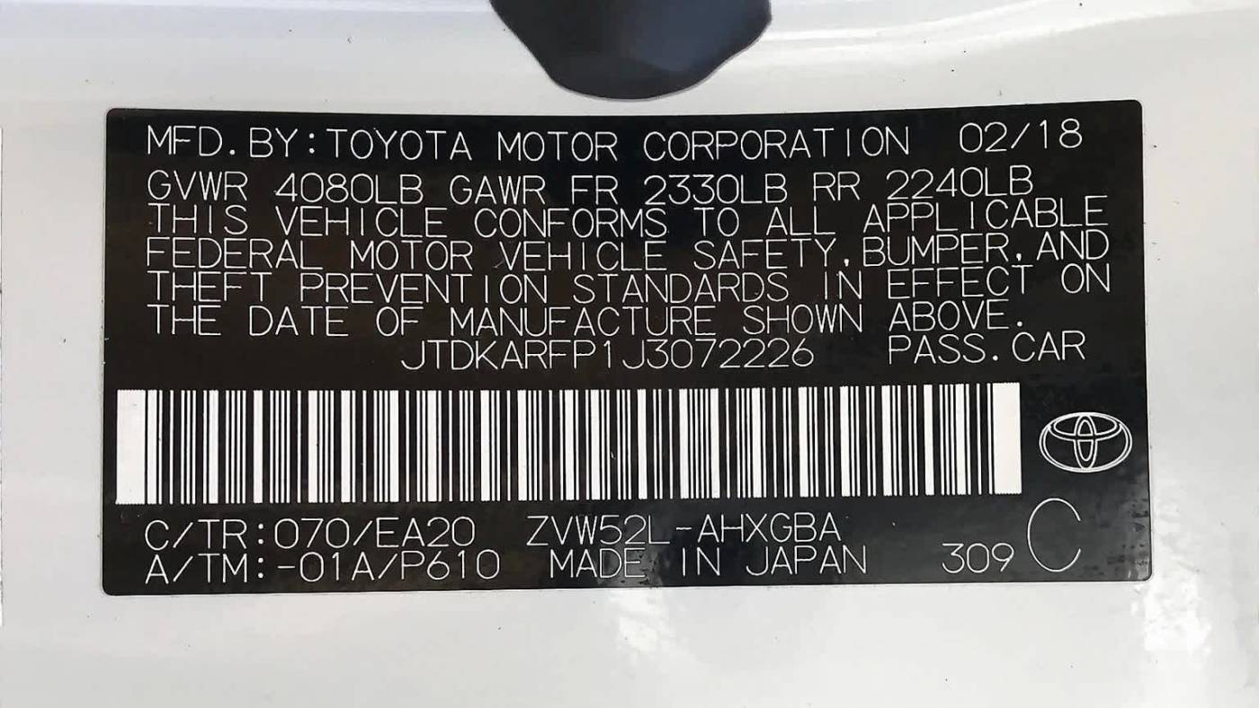 2018 Toyota Prius Prime JTDKARFP1J3072226