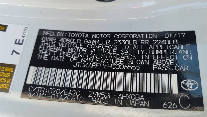 2017 Toyota Prius Prime JTDKARFP6H3006555