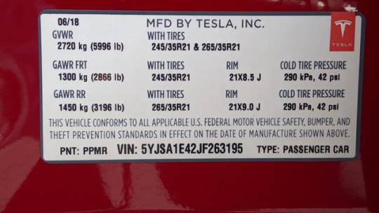 2018 Tesla Model S 5YJSA1E42JF263195