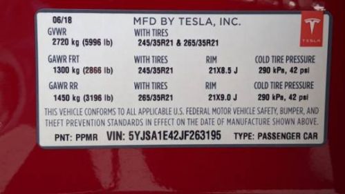 2018 Tesla Model S 5YJSA1E42JF263195