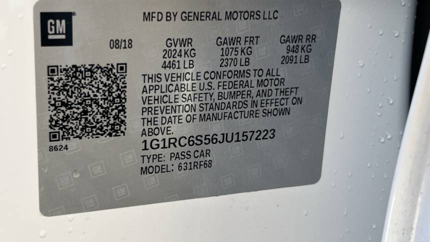 2018 Chevrolet VOLT 1G1RC6S56JU157223