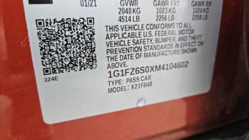 2021 Chevrolet Bolt 1G1FZ6S0XM4104602