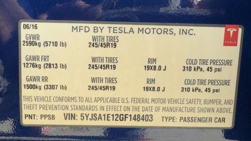 2016 Tesla Model S 5YJSA1E12GF148403