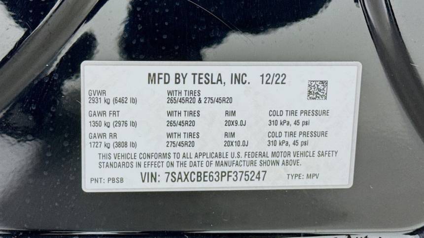 2023 Tesla Model X 7SAXCBE63PF375247