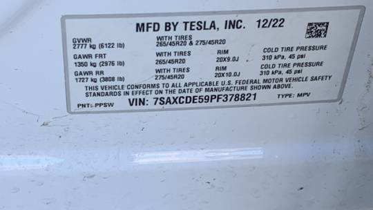 2023 Tesla Model X 7SAXCDE59PF378821
