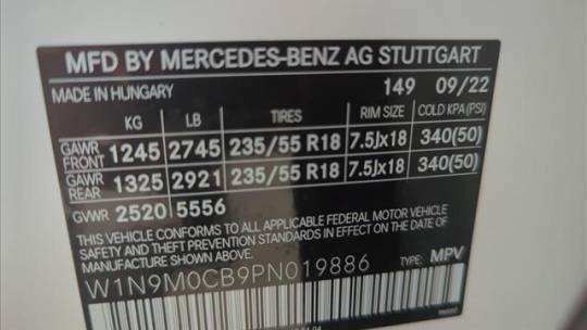 2023 Mercedes EQB W1N9M0CB9PN019886