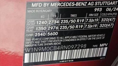 2024 Mercedes EQB W1N9M0CB4RN097298