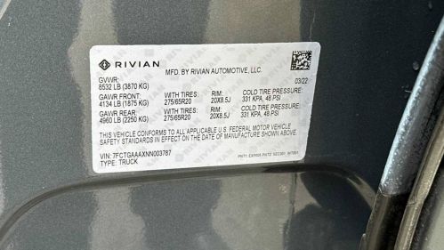 2022 Rivian R1T 7FCTGAAAXNN003787