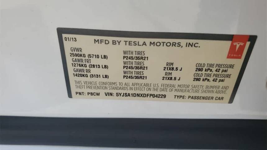 2013 Tesla Model S 5YJSA1DNXDFP04229