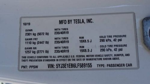 2020 Tesla Model 3 5YJ3E1EB6LF589155