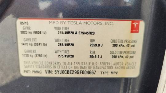 2016 Tesla Model X 5YJXCBE29GF004667