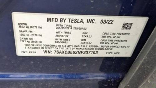 2022 Tesla Model X 7SAXCBE62NF337103