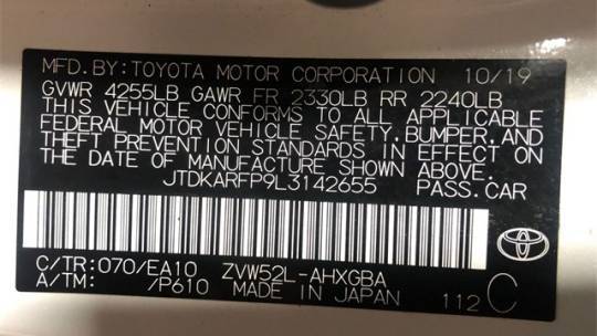 2020 Toyota Prius Prime JTDKARFP9L3142655