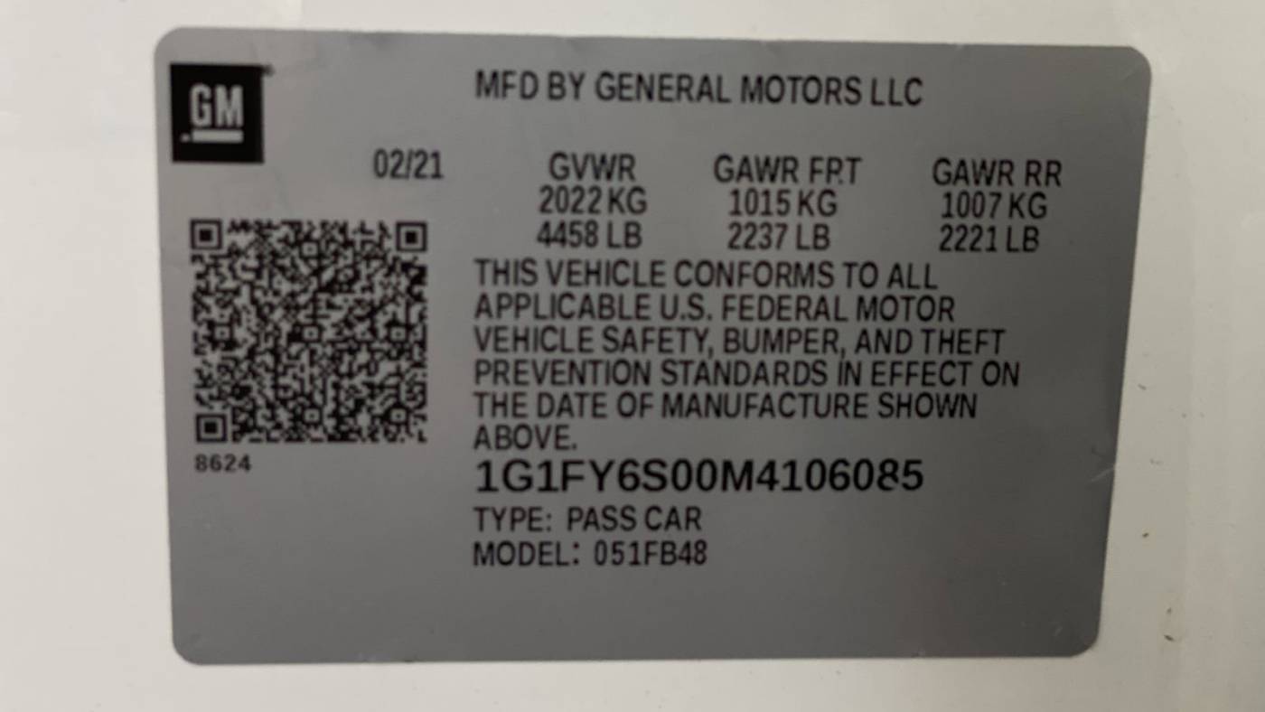 2021 Chevrolet Bolt 1G1FY6S00M4106085