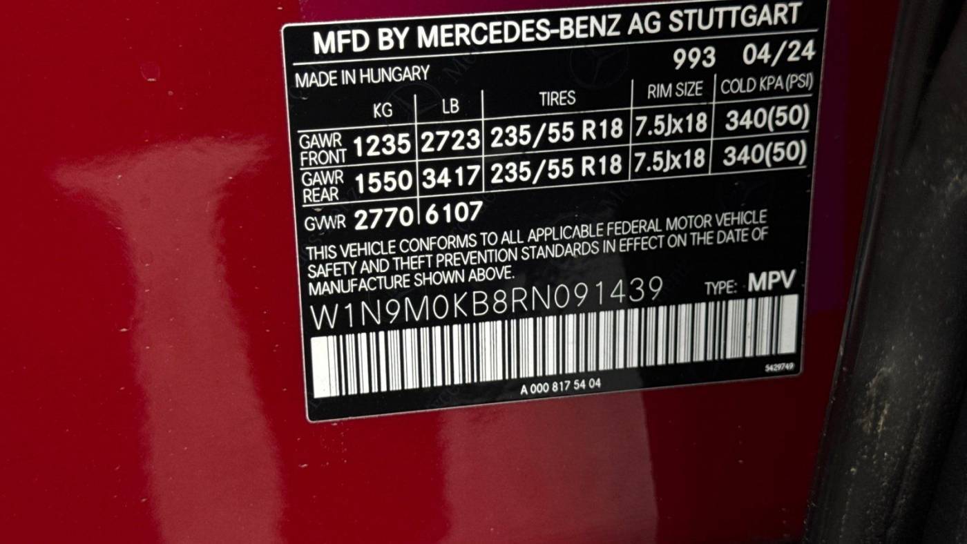 2024 Mercedes EQB W1N9M0KB8RN091439