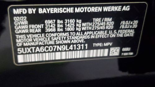 2022 BMW X5 5UXTA6C07N9L41311