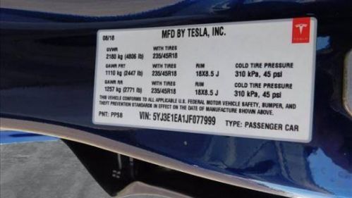 2018 Tesla Model 3 5YJ3E1EA1JF077999