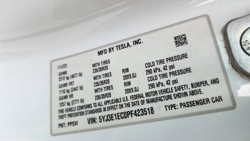 2023 Tesla Model 3 5YJ3E1EC0PF423518