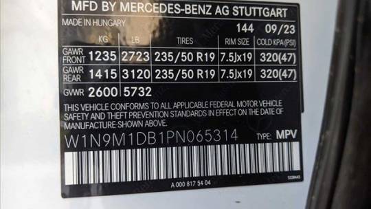 2023 Mercedes EQB W1N9M1DB1PN065314