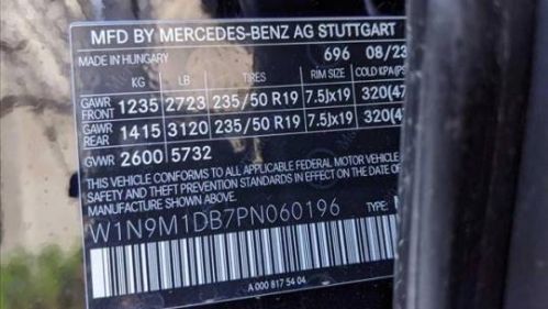 2023 Mercedes EQB W1N9M1DB7PN060196