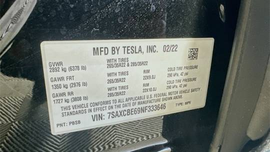 2022 Tesla Model X 7SAXCBE69NF333646