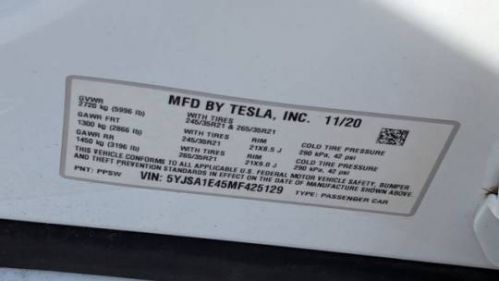 2021 Tesla Model S 5YJSA1E45MF425129