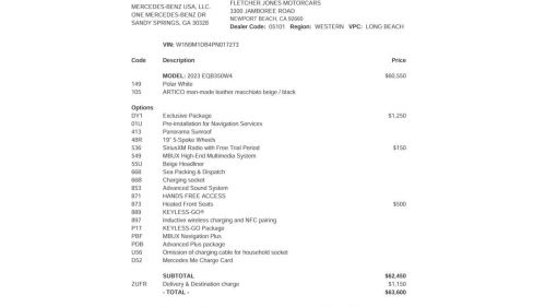 2023 Mercedes EQB W1N9M1DB4PN017273