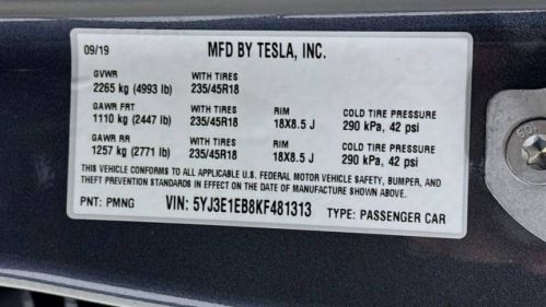 2019 Tesla Model 3 5YJ3E1EB8KF481313