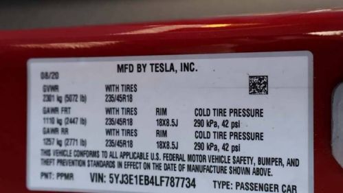 2020 Tesla Model 3 5YJ3E1EB4LF787734