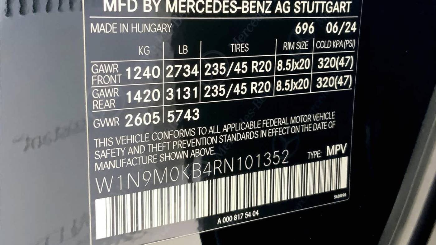 2024 Mercedes EQB W1N9M0KB4RN101352