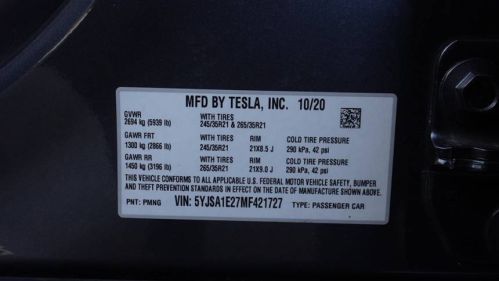 2021 Tesla Model S 5YJSA1E27MF421727