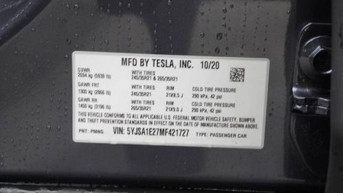 2021 Tesla Model S 5YJSA1E27MF421727