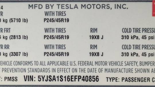 2014 Tesla Model S 5YJSA1S16EFP40856