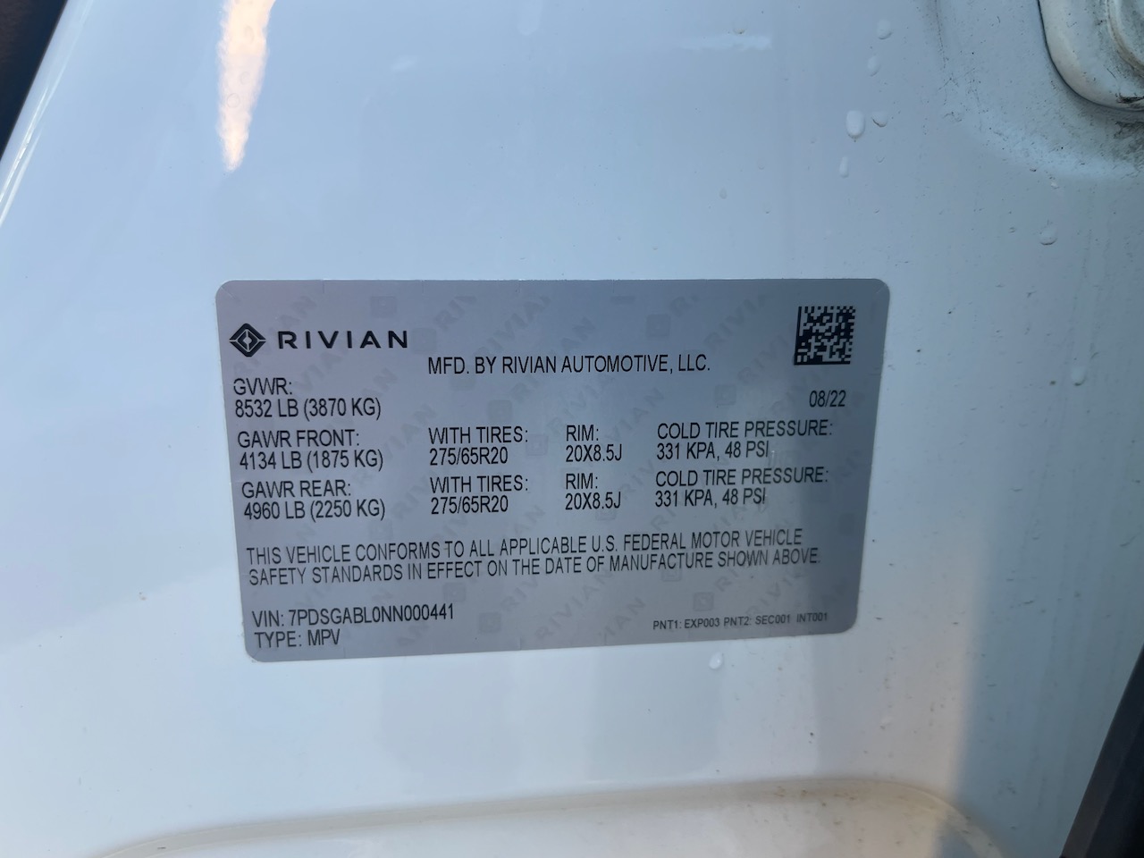 2022 Rivian R1S 7PDSGABL0NN000441