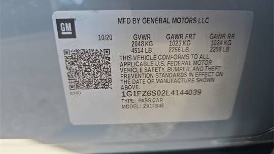 2020 Chevrolet Bolt 1G1FZ6S02L4144039