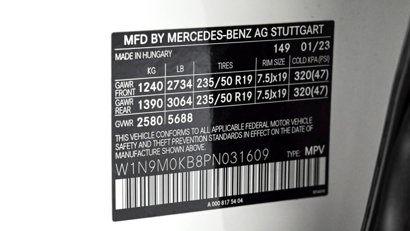 2023 Mercedes EQB W1N9M0KB8PN031609