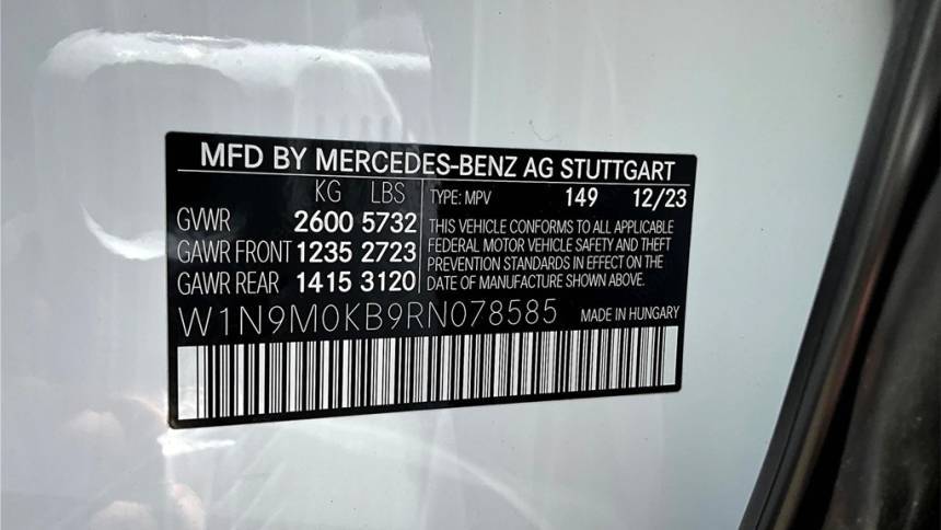 2024 Mercedes EQB W1N9M0KB9RN078585