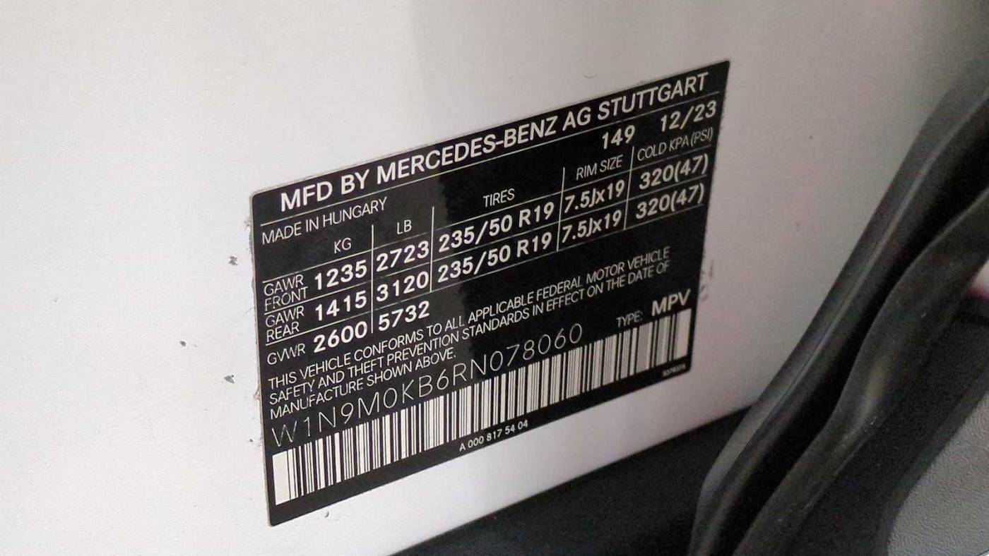 2024 Mercedes EQB W1N9M0KB6RN078060