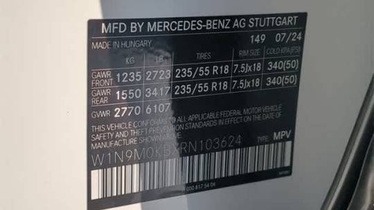 2024 Mercedes EQB W1N9M0KBXRN103624