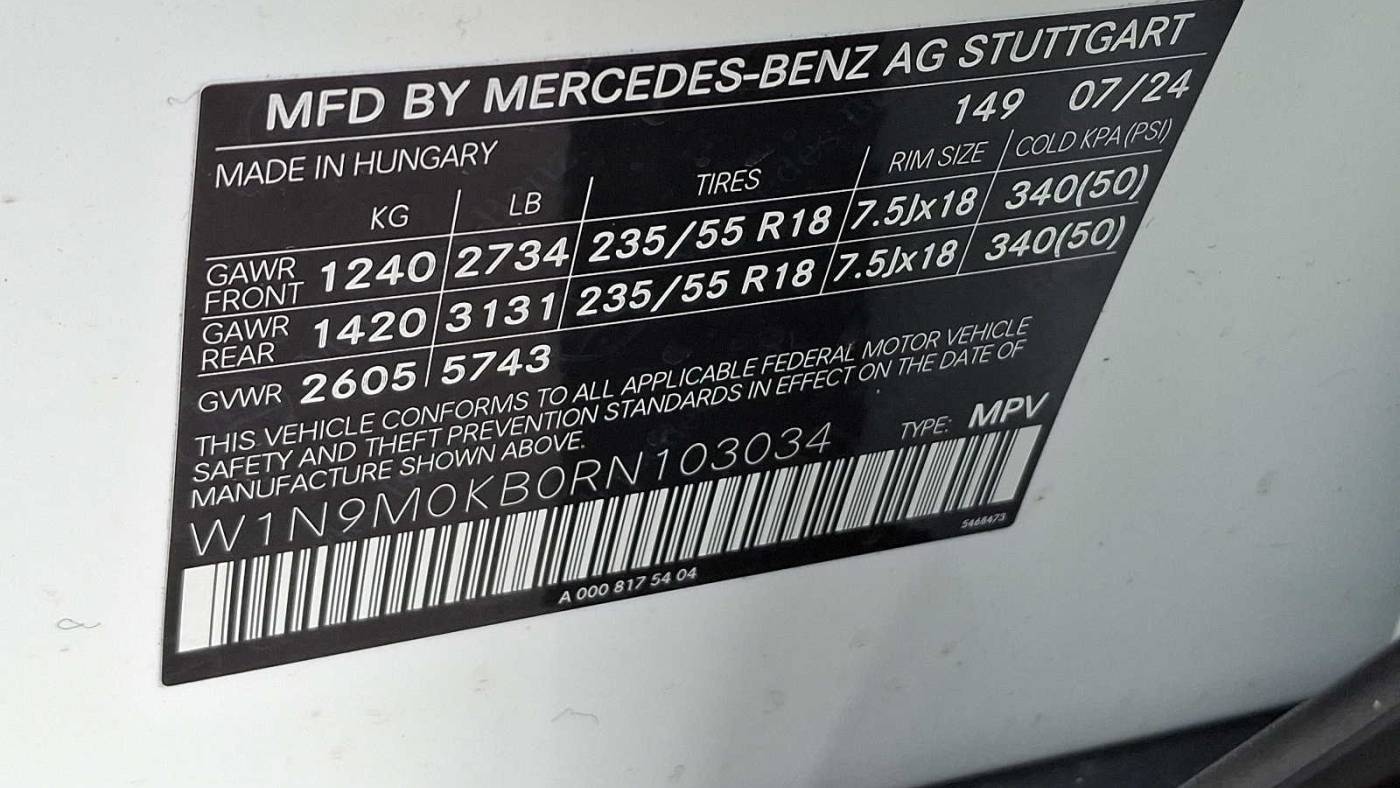 2024 Mercedes EQB W1N9M0KB0RN103034